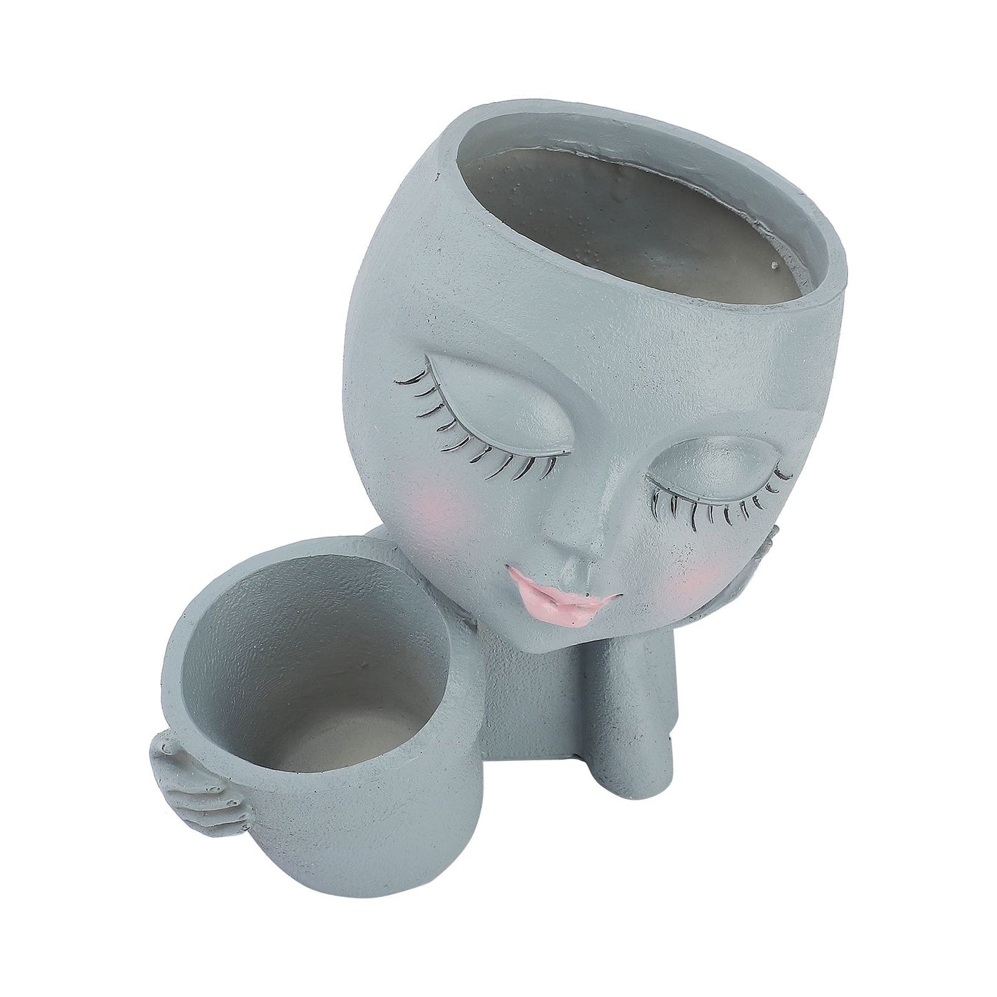 Dual Flower Pot Resin Cute Look Decorative Flower Planter for Home Balcony Courtyard