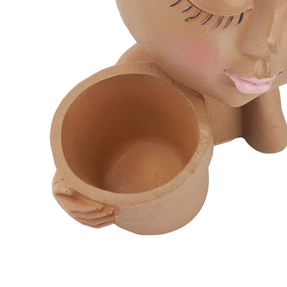 Dual Flower Pot Resin Cute Look Decorative Flower Planter for Home Balcony Courtyard