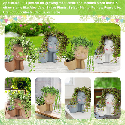 Dual Flower Pot Resin Cute Look Decorative Flower Planter for Home Balcony Courtyard