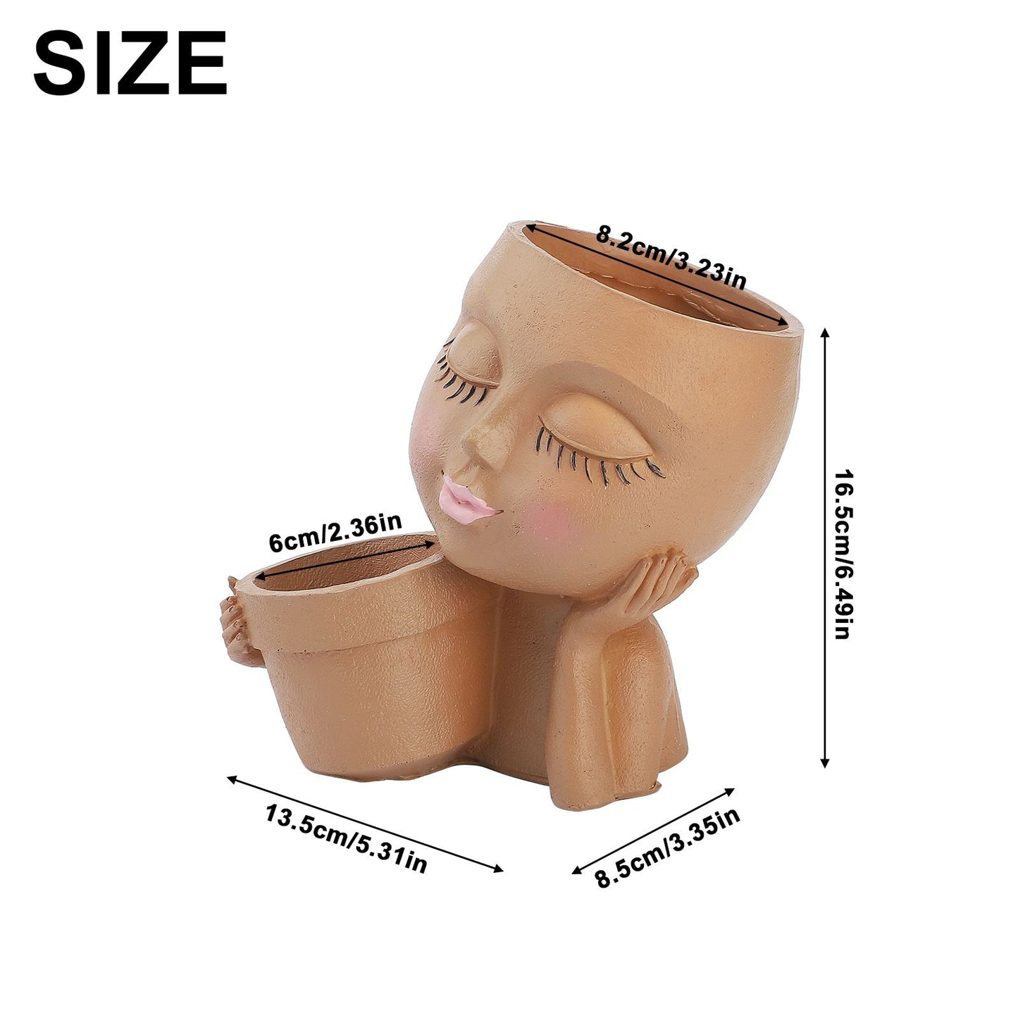 Dual Flower Pot Resin Cute Look Decorative Flower Planter for Home Balcony Courtyard
