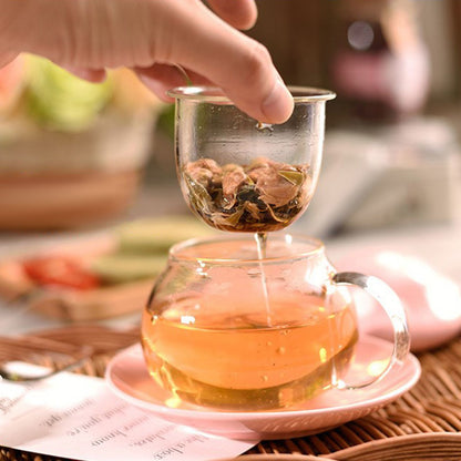 Cute Mushroom Shaped Teacup Ceramic Glass Filter Tea Cup Set