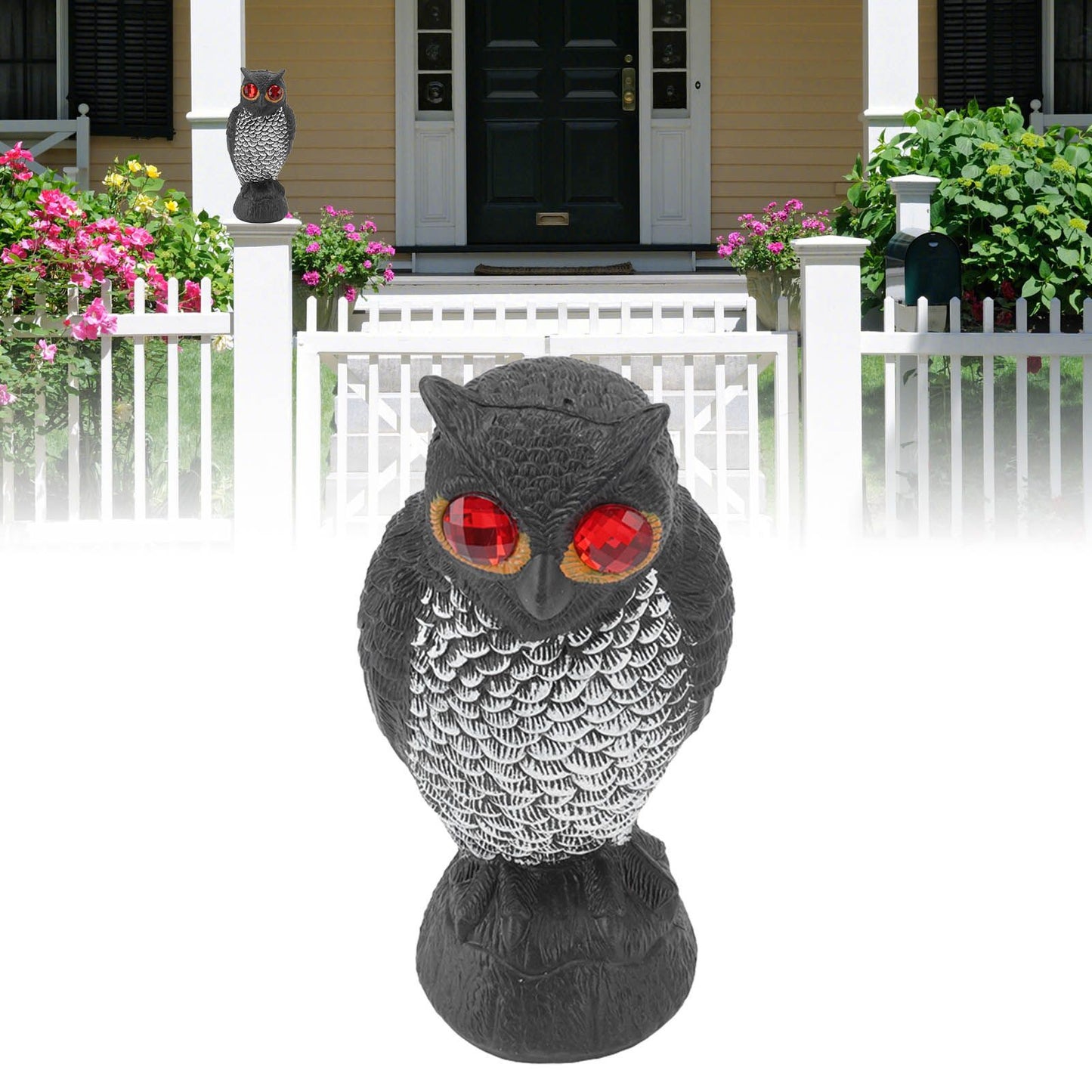 Owl Bird Deterrent Garden Plastic Red Eyes Owls to Keep Birds Away Fine Details Wear Resistant Owls to Keep Birds Away Cartoon Flaky Small Owl