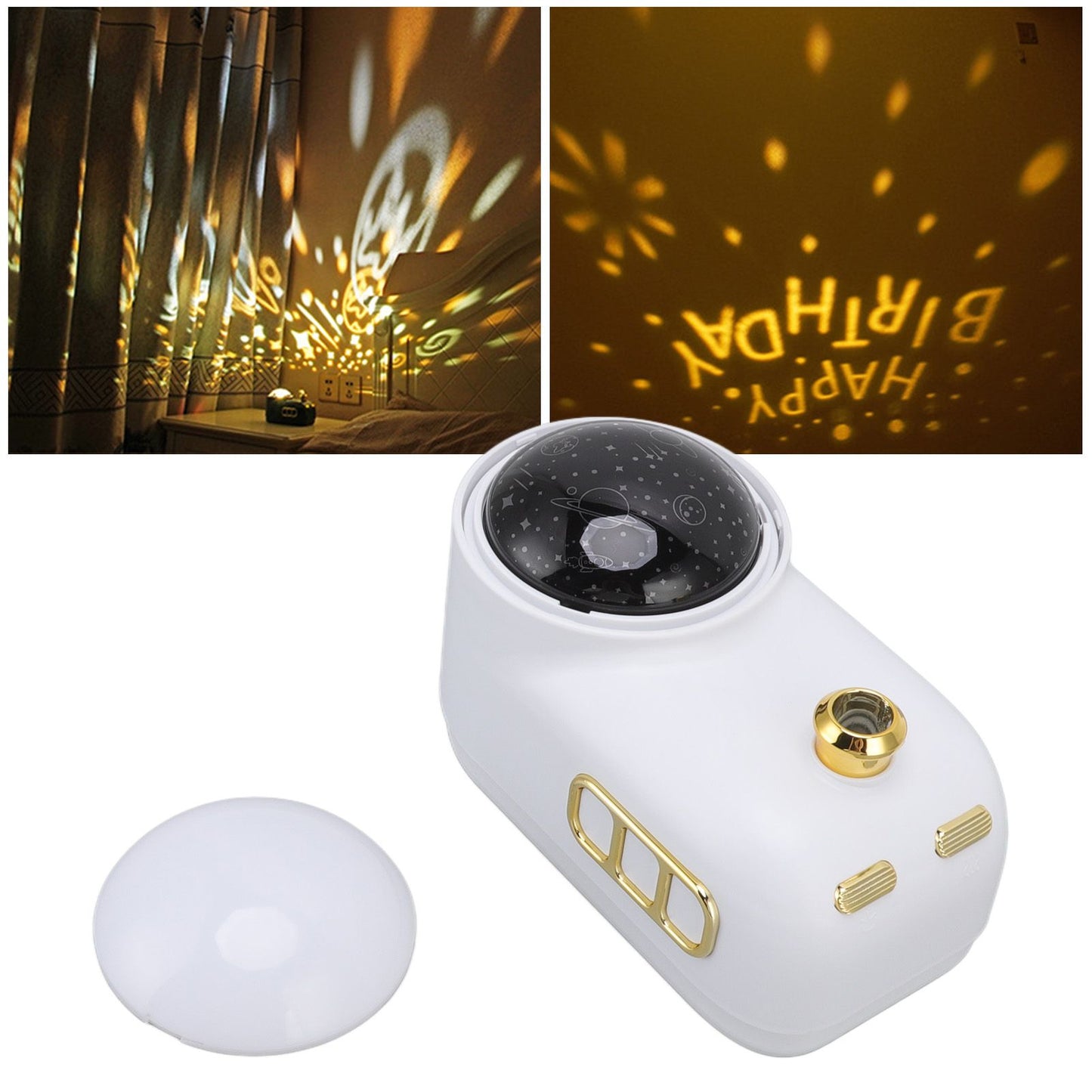 Train Air Humidifier Projector Cartoon Retro Charging Soft Light Desktop Humidifier Night Light for Bedroom Office White