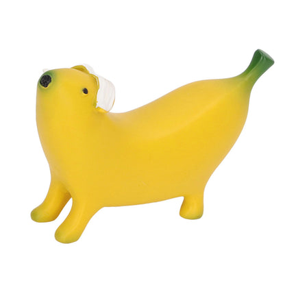 Banana Dog Sculpture Resin Funny Lovely Lightweight Banana Dog Art Decoration for Home Desktop S 8x6cm/3.1x2.4in