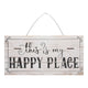 Decorative Wooden Sign Novel Waterproof Table Sign Hanging Decoration with Happy Place for Courtyard