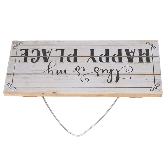 Decorative Wooden Sign Novel Waterproof Table Sign Hanging Decoration with Happy Place for Courtyard