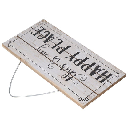 Decorative Wooden Sign Novel Waterproof Table Sign Hanging Decoration with Happy Place for Courtyard