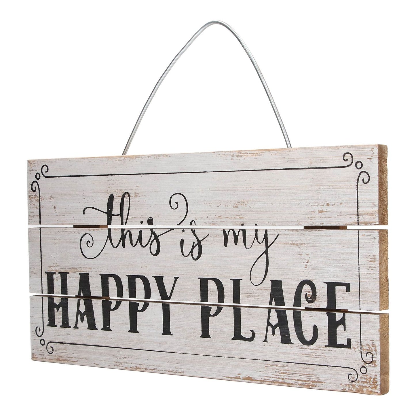 Decorative Wooden Sign Novel Waterproof Table Sign Hanging Decoration with Happy Place for Courtyard