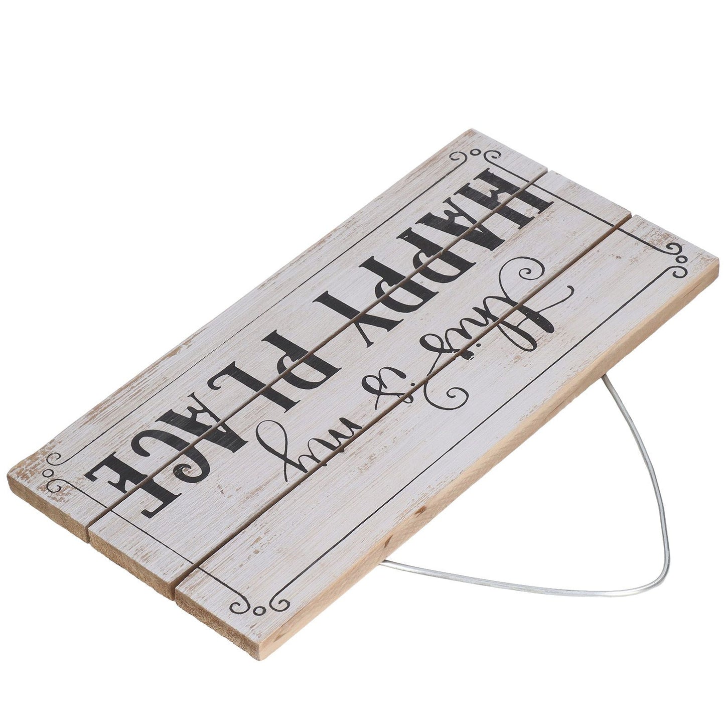 Decorative Wooden Sign Novel Waterproof Table Sign Hanging Decoration with Happy Place for Courtyard