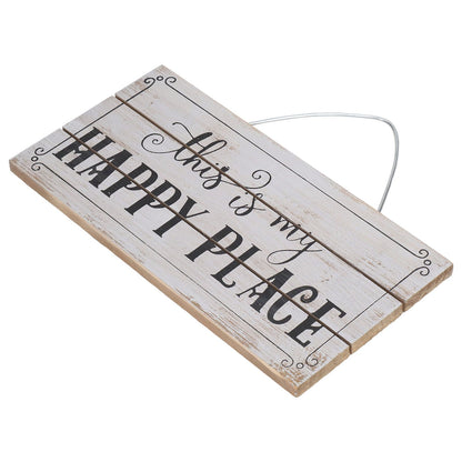 Decorative Wooden Sign Novel Waterproof Table Sign Hanging Decoration with Happy Place for Courtyard