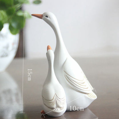 Simulation Duck Toy Synthetic Resin Mother and Baby Duck Model for Household Tabletop Living Room Ornament L