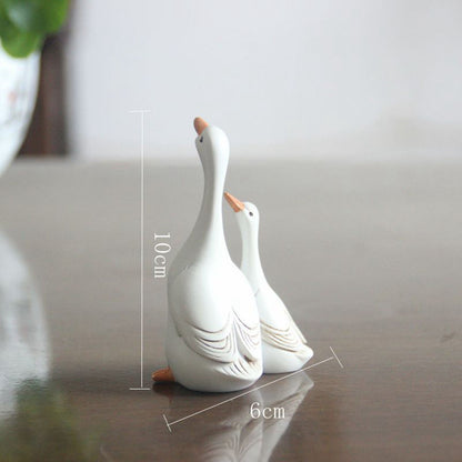 Simulation Duck Toy Synthetic Resin Mother and Baby Duck Model for Household Tabletop Living Room Ornament S