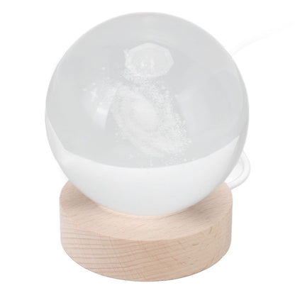 Crystal Ball Night Light Wired Button Switch Round 3D Decorative Crystal Ball with Base for Home Galactic System Warm Light