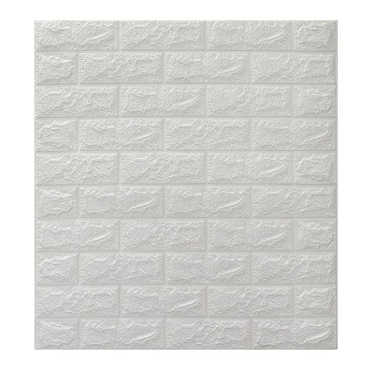 3D Brick Wall Stickers Self Adhesive Waterproof Prevent Collision DIY Faux Foam Brick Wall Panels for Bedroom Kitchen Standard 2.5mm/0.1in White