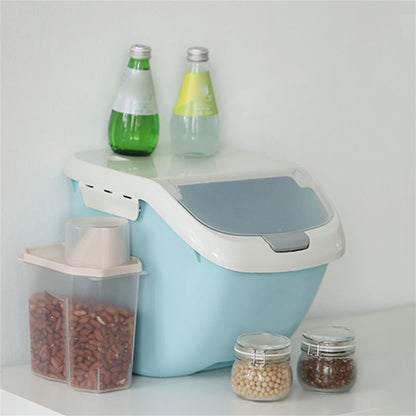 Grain Storage Box Waterproof Clamshell Multipurpose Plastic Rice Storage Containers for Kitchen Blue S 26x34x21cm/10.2x13.4x8.3in