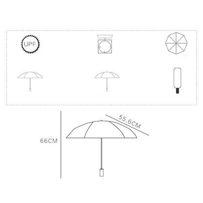 Fashion Korean Version Sun Umbrella UV Isolation Portable Foldable Umbrella Black Vinyl Cute Cartoon Pattern White Dog