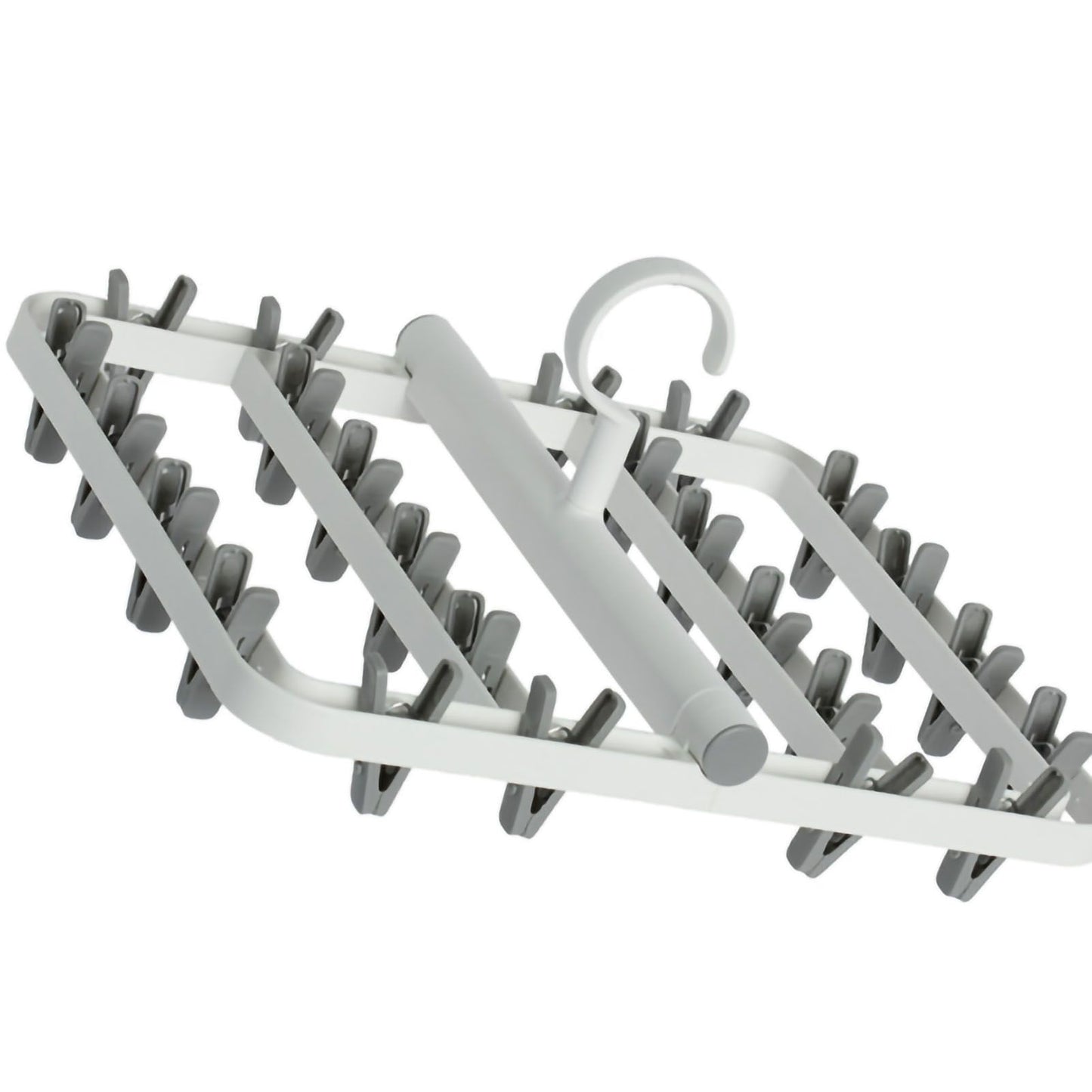Drying Rack Foldable Matrix Hanging Point 24 Clips Household Drying Rack for Socks Underwear Panties White Grey