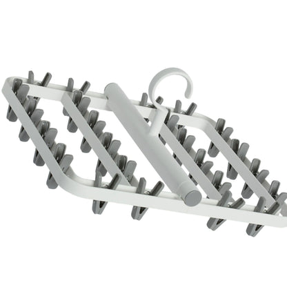 Drying Rack Foldable Matrix Hanging Point 24 Clips Household Drying Rack for Socks Underwear Panties White Grey