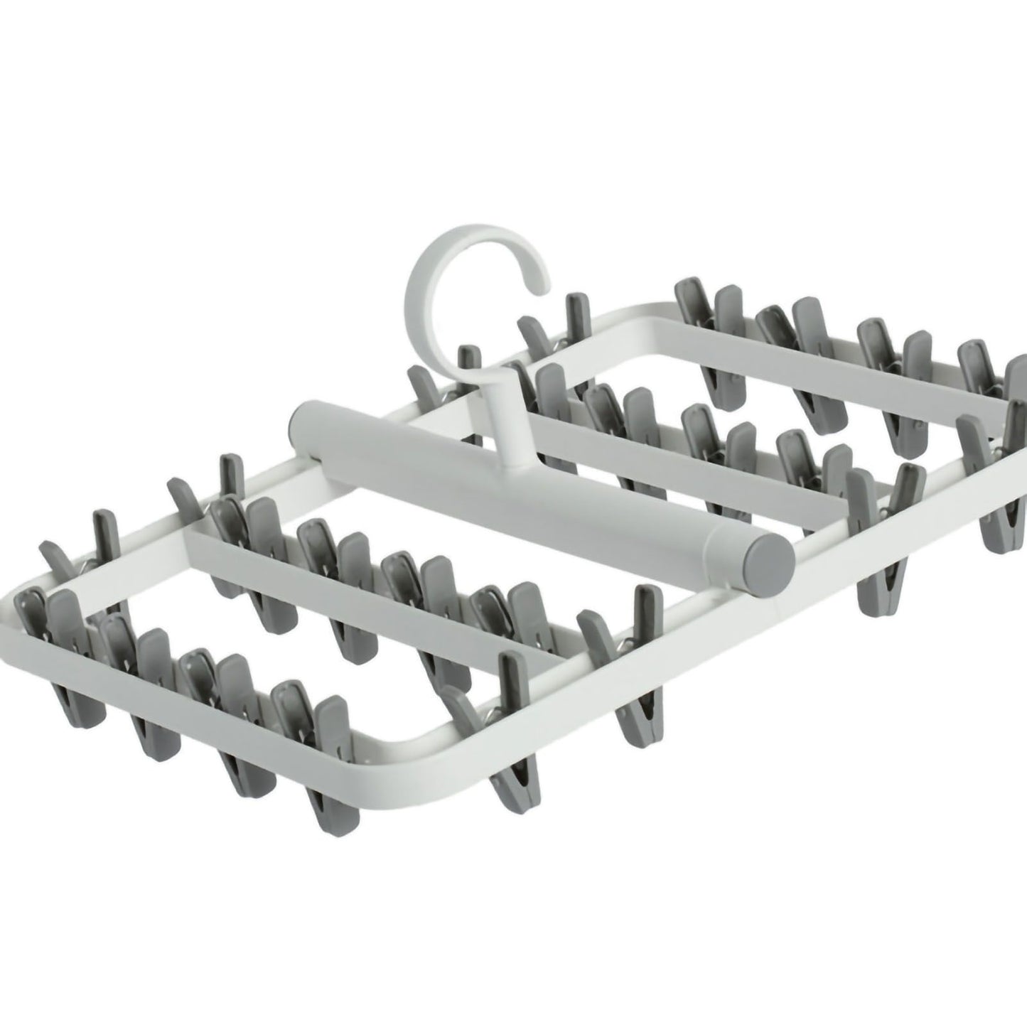 Drying Rack Foldable Matrix Hanging Point 24 Clips Household Drying Rack for Socks Underwear Panties White Grey