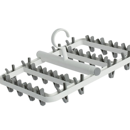 Drying Rack Foldable Matrix Hanging Point 24 Clips Household Drying Rack for Socks Underwear Panties White Grey