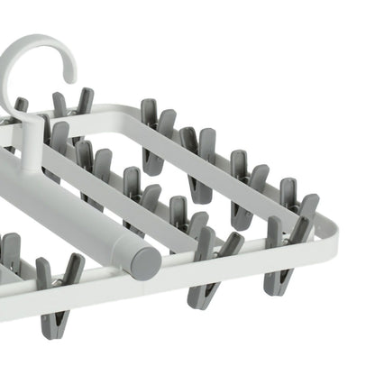 Drying Rack Foldable Matrix Hanging Point 24 Clips Household Drying Rack for Socks Underwear Panties White Grey