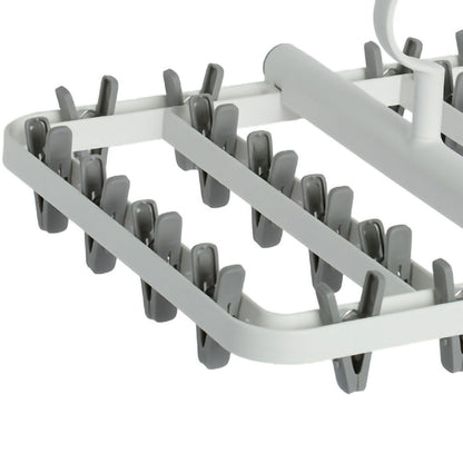 Drying Rack Foldable Matrix Hanging Point 24 Clips Household Drying Rack for Socks Underwear Panties White Grey