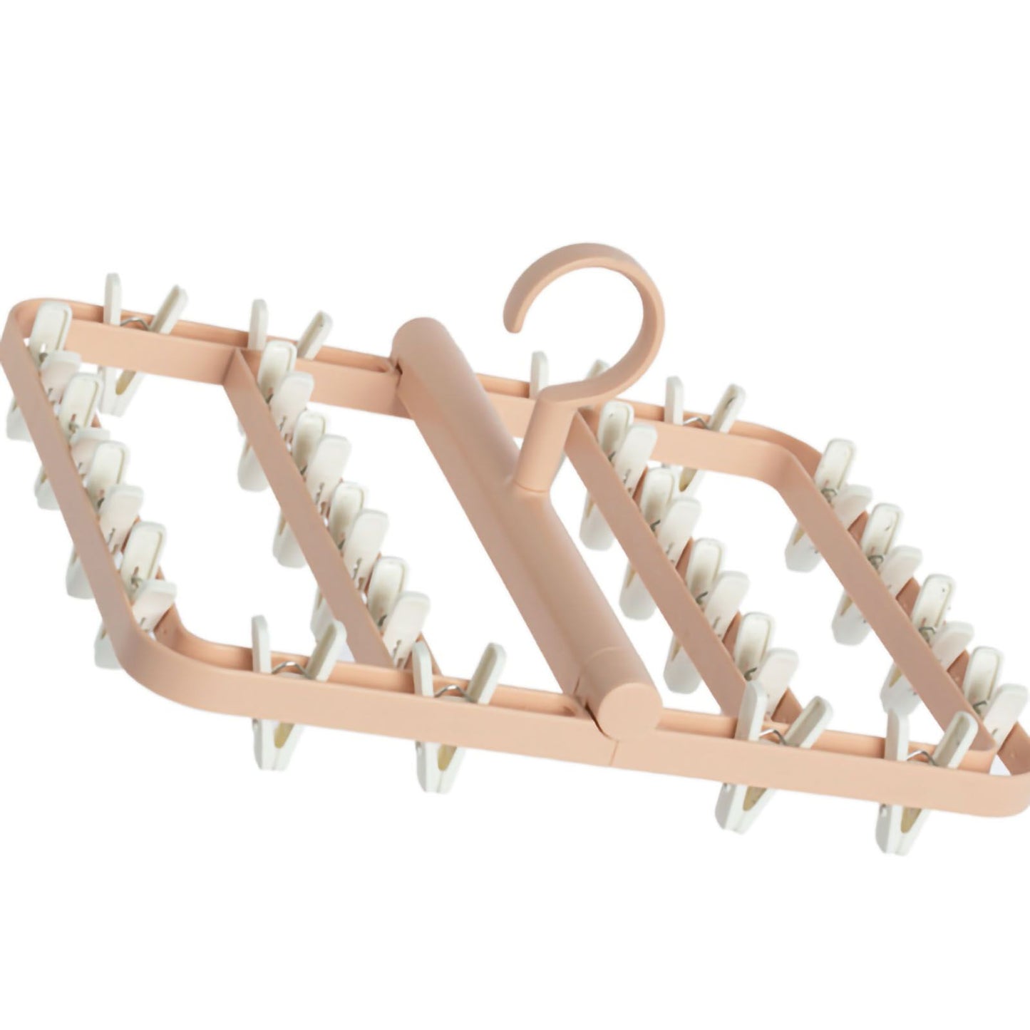 Drying Rack Foldable Matrix Hanging Point 24 Clips Household Drying Rack for Socks Underwear Panties Pink