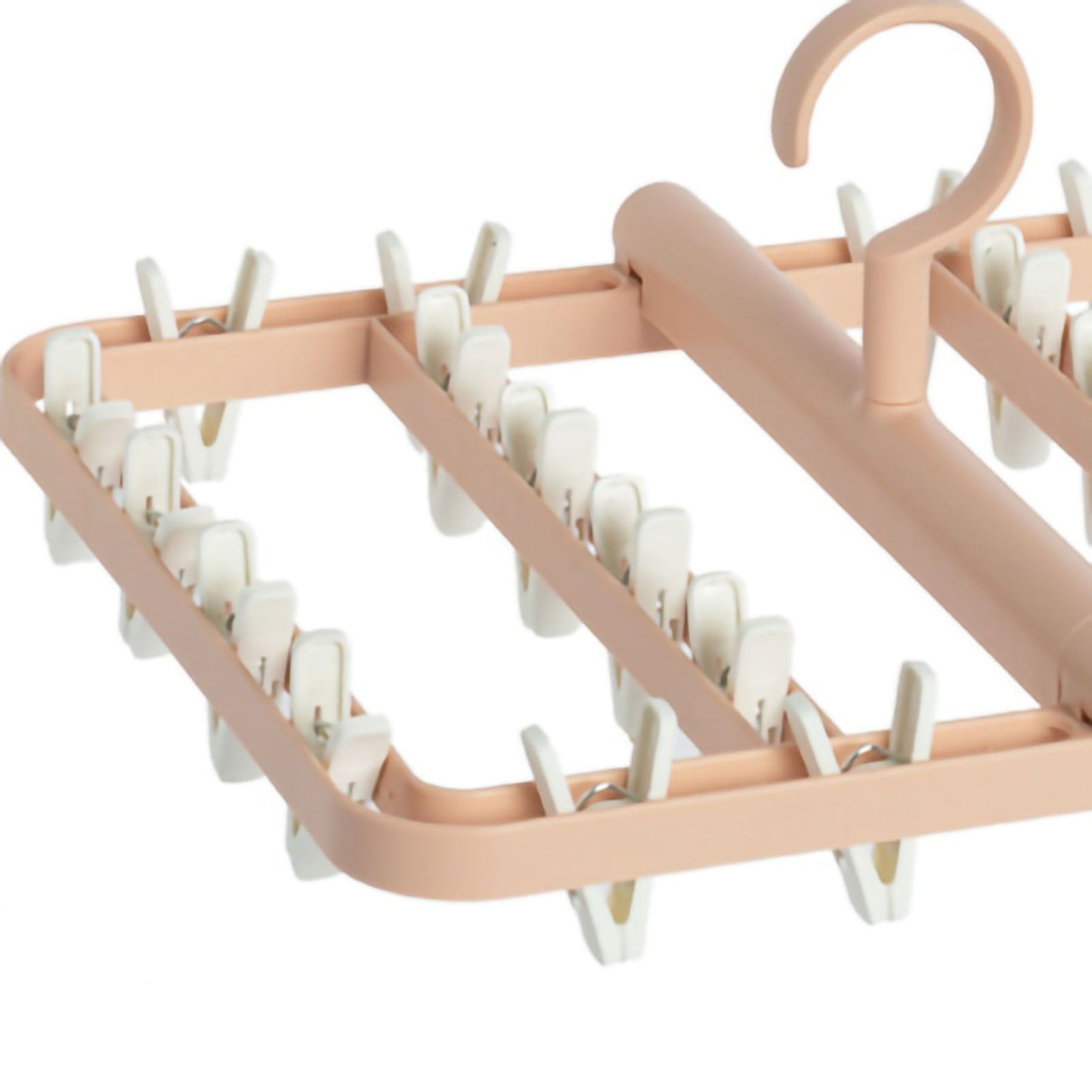 Drying Rack Foldable Matrix Hanging Point 24 Clips Household Drying Rack for Socks Underwear Panties Pink