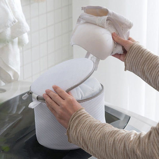 Underwear Wash Bag Bracket Mesh Zipper Underwear Bra Laundry Bag for Machine Washing White Fabric Grey Zipper