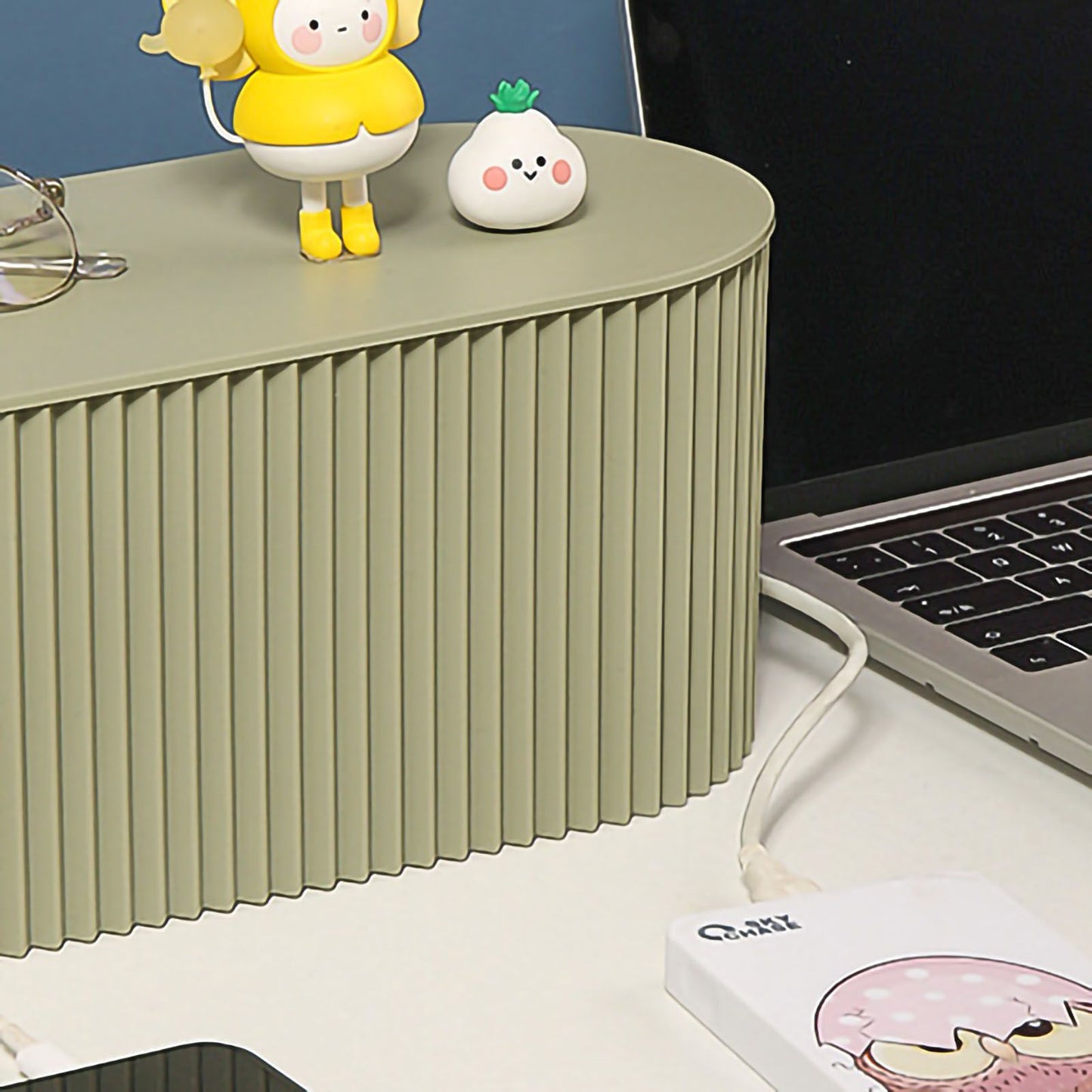Cable Organizer Box Large Capacity Durable ABS Detachable Cover Insulated Cord Management Box for PC TV Appliances Greyish Green Large Size