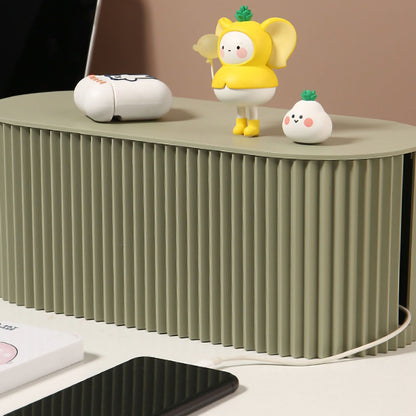 Cable Organizer Box Large Capacity Durable ABS Detachable Cover Insulated Cord Management Box for PC TV Appliances Greyish Green Large Size