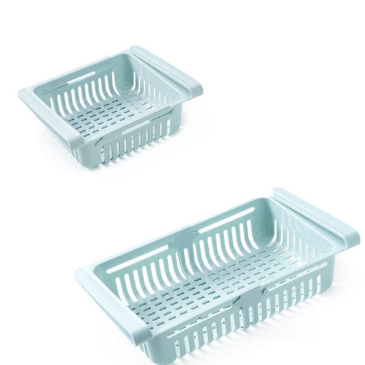 Fridge Drawer Organizer Retractable Multifunction Space Saving Refrigerator Storage Box Light Blue 20.5x16.4x7.6cm / 8.1x6.5x3.0in
