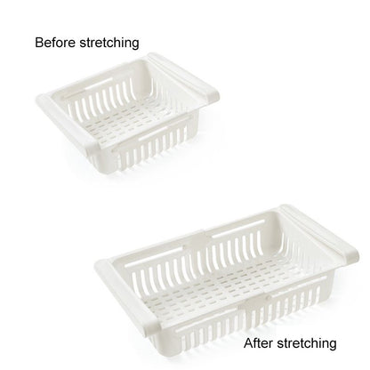 Fridge Drawer Organizer Retractable Multifunction Space Saving Refrigerator Storage Box White 20.5x16.4x7.6cm / 8.1x6.5x3.0in