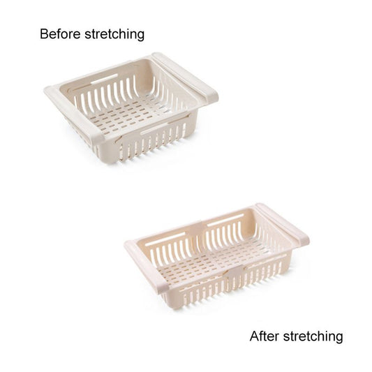 Fridge Drawer Organizer Retractable Multifunction Space Saving Refrigerator Storage Box Khaki 20.5x16.4x7.6cm / 8.1x6.5x3.0in