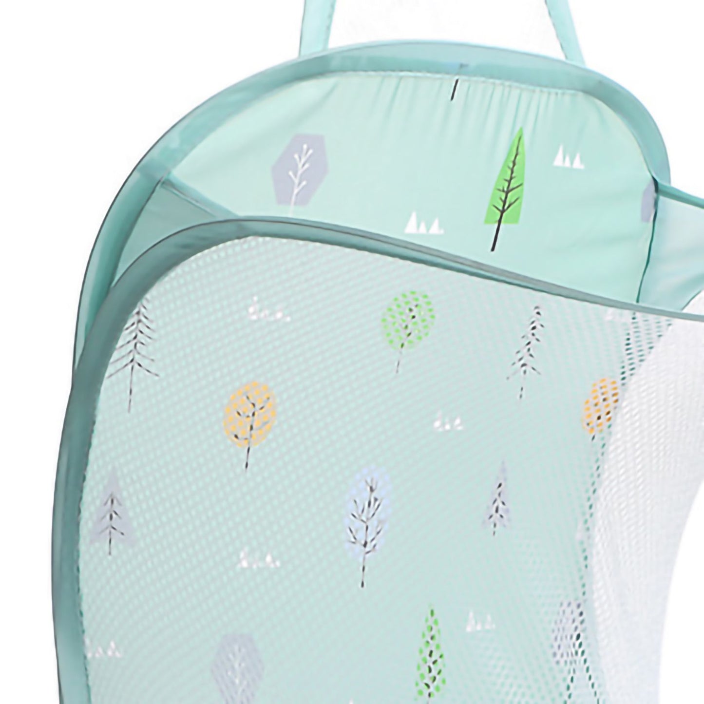Collapsible Laundry Bag Foldable Laundry Hamper Large Laundry Basket Mesh Wall Mounted for Bathroom with Hook Green Tree