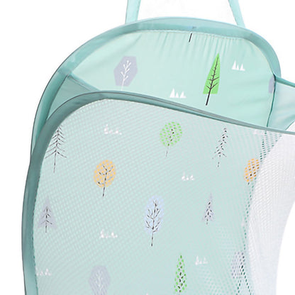 Collapsible Laundry Bag Foldable Laundry Hamper Large Laundry Basket Mesh Wall Mounted for Bathroom with Hook Green Tree
