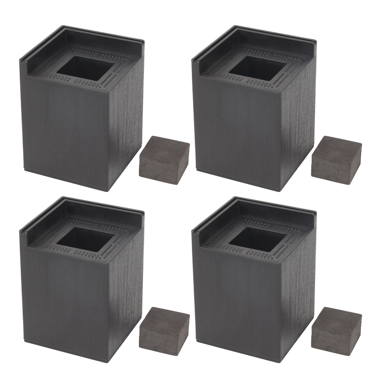 4PCS Sofa Risers Square 4in Porose Bed Lifts Furniture Risers for Fixing Small Pointy Feet Black
