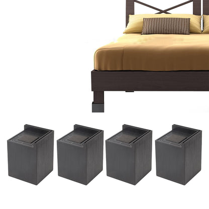 4PCS Sofa Risers Square 4in Porose Bed Lifts Furniture Risers for Fixing Small Pointy Feet Black
