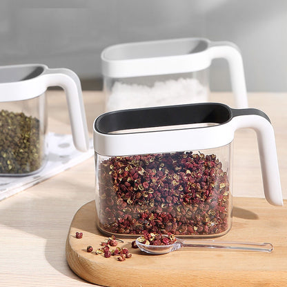 Seasoning Box Wall Mount Multi Grid Seasoning Storage Container Kitchen Seasoning Jar Combination Set 2 Container Gray with 2 Spoons