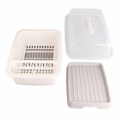 Dish Drainer Minimalist Dustproof Space Saving Dish Drying Bowl with Lid for Home Kitchen M