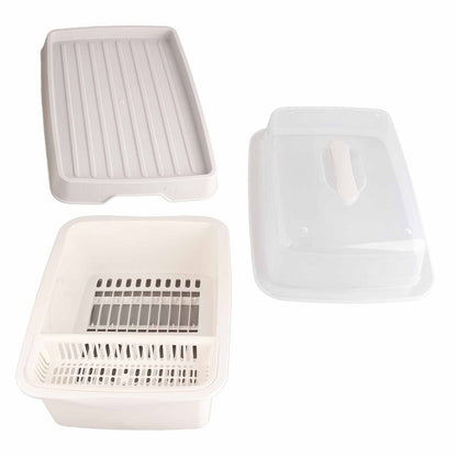 Dish Drainer Minimalist Dustproof Space Saving Dish Drying Bowl with Lid for Home Kitchen M