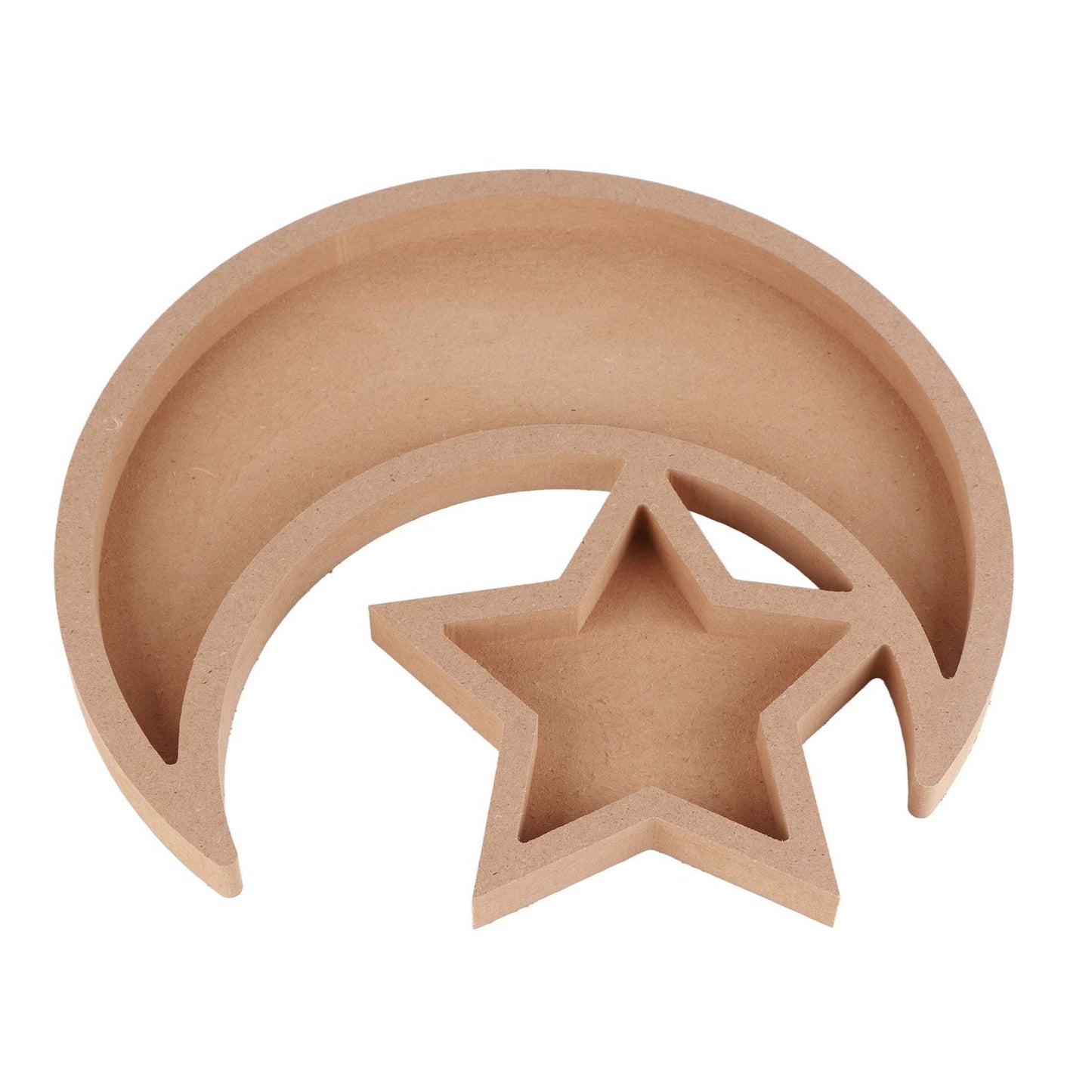 Eid Wooden Dessert Tray Cute Shape Multifunctional Ramadan Wood Moon Tray for Home Ramadan Party Garden Decor