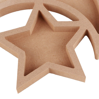 Eid Wooden Dessert Tray Cute Shape Multifunctional Ramadan Wood Moon Tray for Home Ramadan Party Garden Decor