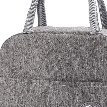 Lunch Bag High Capacity Reusable Tote Heat Preservation Dinner Insulation Hangbag Gray