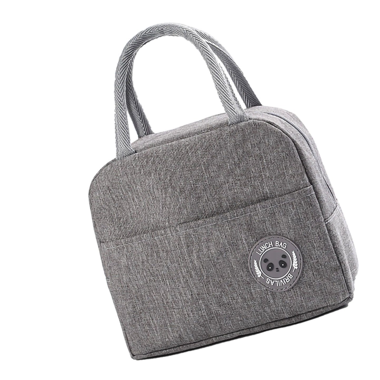 Lunch Bag High Capacity Reusable Tote Heat Preservation Dinner Insulation Hangbag Gray