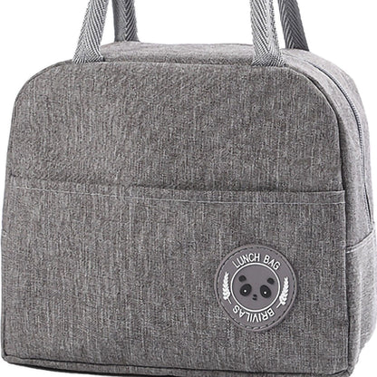 Lunch Bag High Capacity Reusable Tote Heat Preservation Dinner Insulation Hangbag Gray