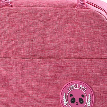 Lunch Bag High Capacity Reusable Tote Heat Preservation Dinner Insulation Hangbag Rose Red
