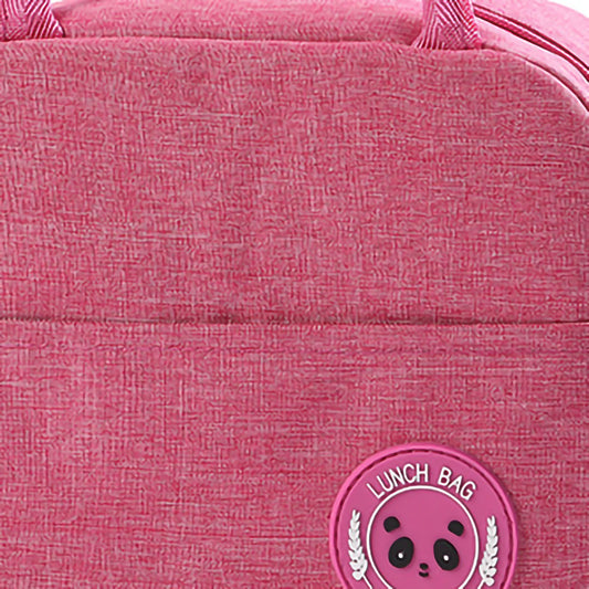 Lunch Bag High Capacity Reusable Tote Heat Preservation Dinner Insulation Hangbag Rose Red