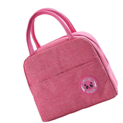 Lunch Bag High Capacity Reusable Tote Heat Preservation Dinner Insulation Hangbag Rose Red
