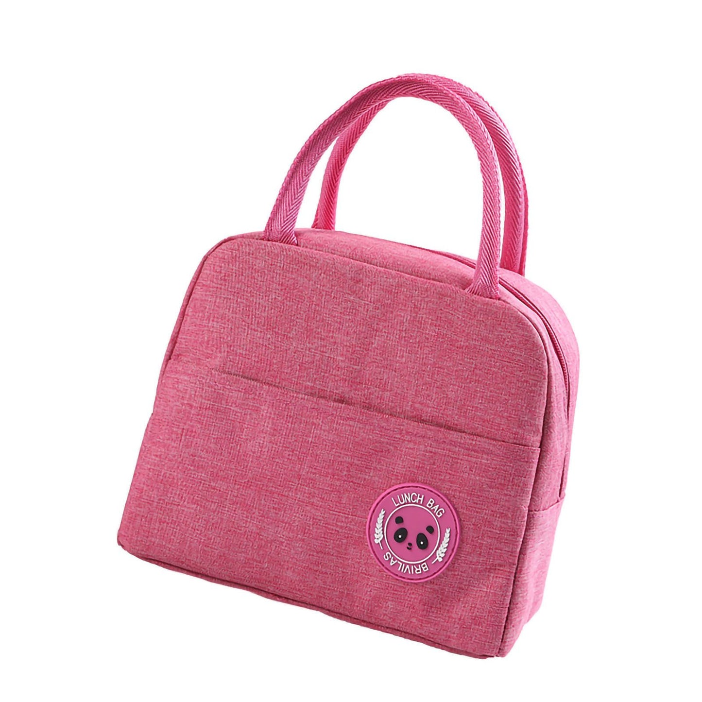 Lunch Bag High Capacity Reusable Tote Heat Preservation Dinner Insulation Hangbag Rose Red